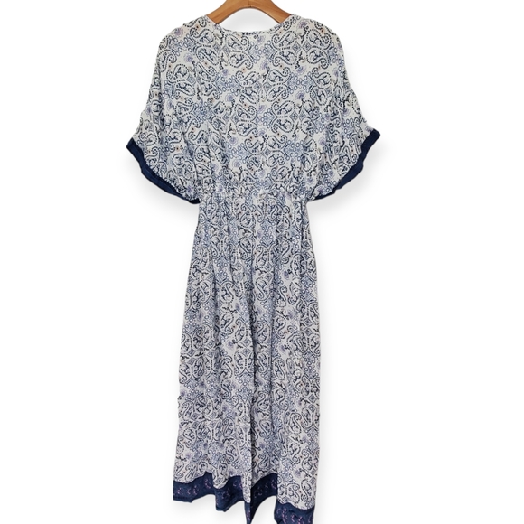 World Market Mira Kaftan Dress Blue Pink & Cream Paisley size S/M - Picture 4 of 7